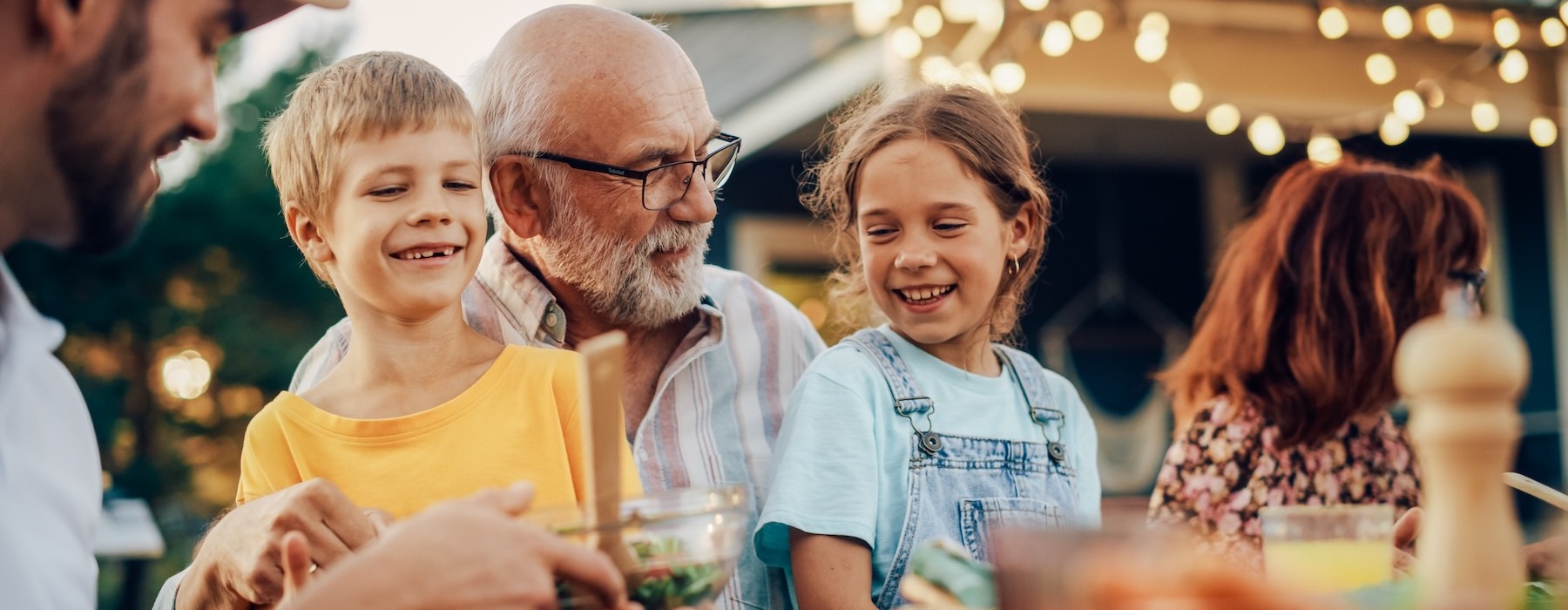 a family at a restaurant