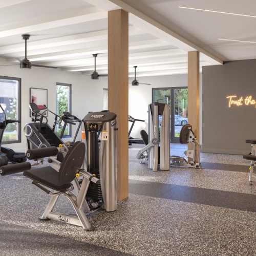 a gym with exercise equipment