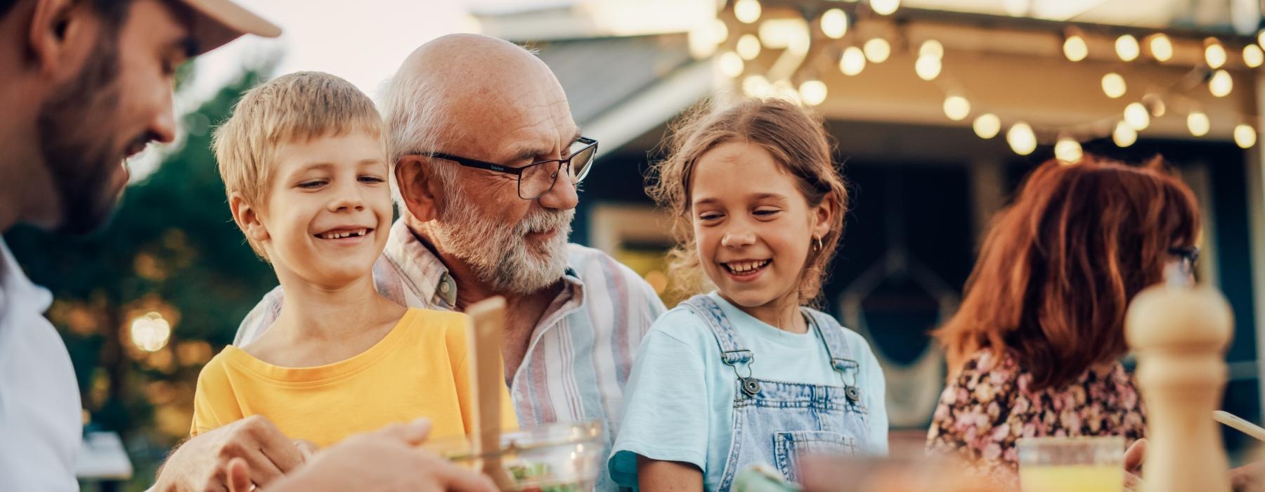 a family at a restaurant